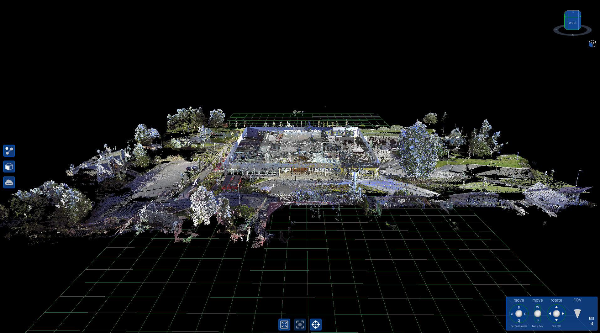 High School point cloud - front above view